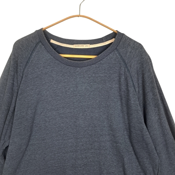 Marine Layer Double Knit Baseball Raglan in Deep Denim Color Men's L/XL - Picture 5 of 8